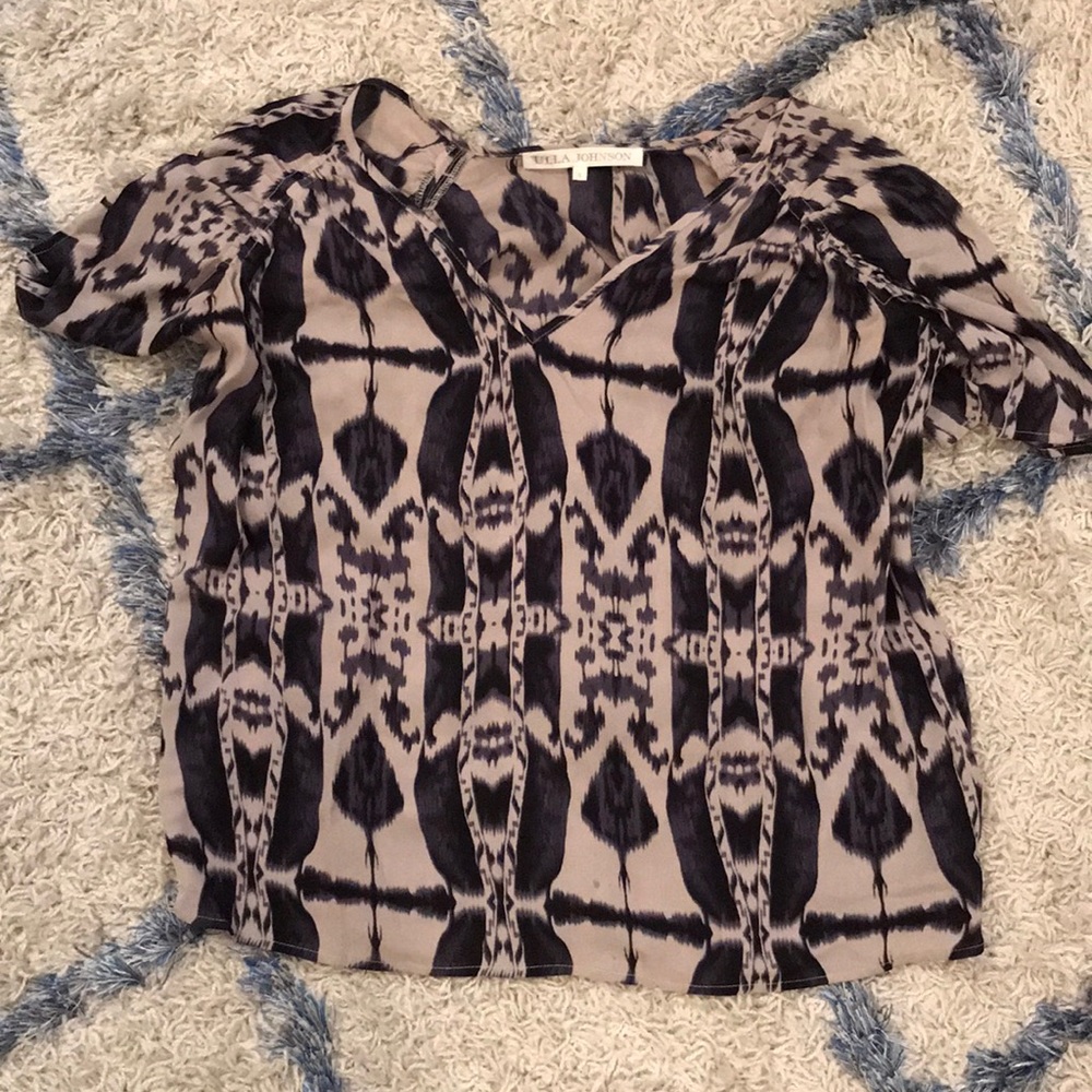 Grey and Navy silk ULLA Johnson Blouse